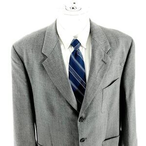 DAMAGED Joseph & Feiss International Wool 3 Button Blazer 44R Gray